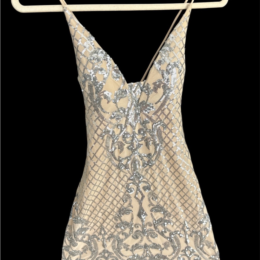 Windsor Silver Sequin Backless Dress